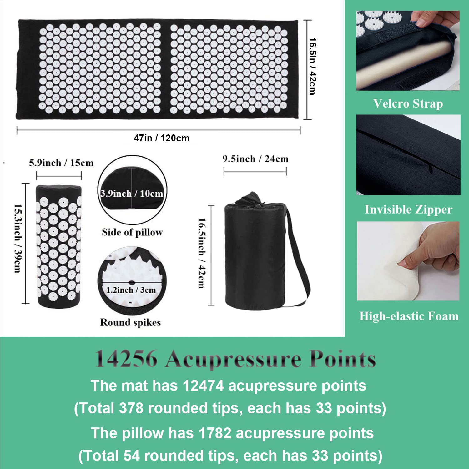 Detail view of XiaoMaGe acupressure mat showing massage points
