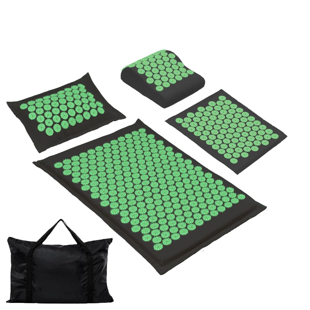 XiaoMaGe acupressure mat in black – front view showing needle texture