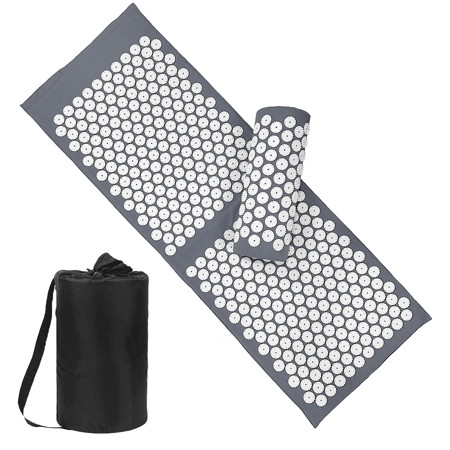 XiaoMaGe gray acupressure mat angled view