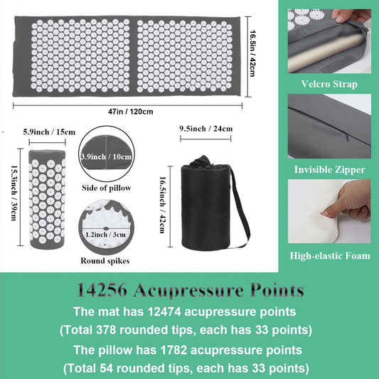 XiaoMaGe gray acupressure mat top view
