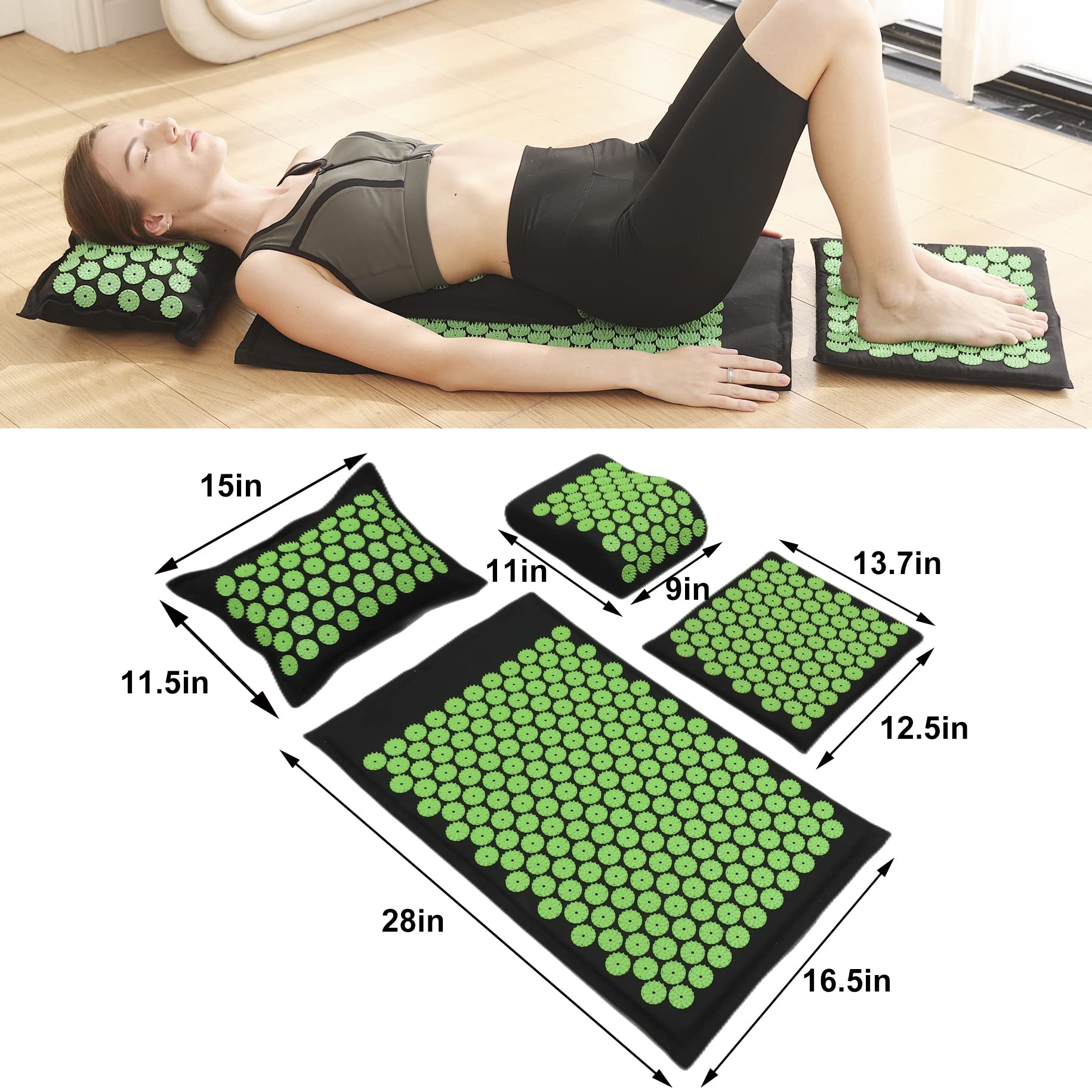 XiaoMaGe acupressure pillow in black for neck and back relief