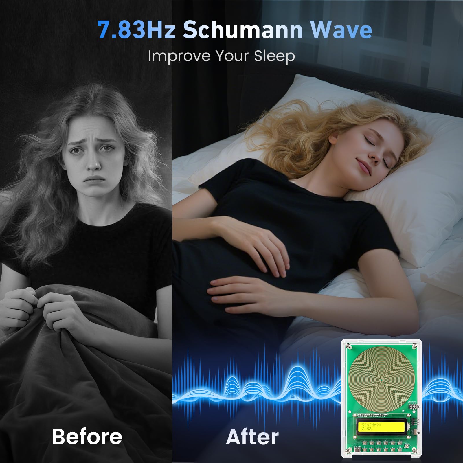 XIKDS adjustable frequency generator highlighted with range control for tailored meditation sessions.