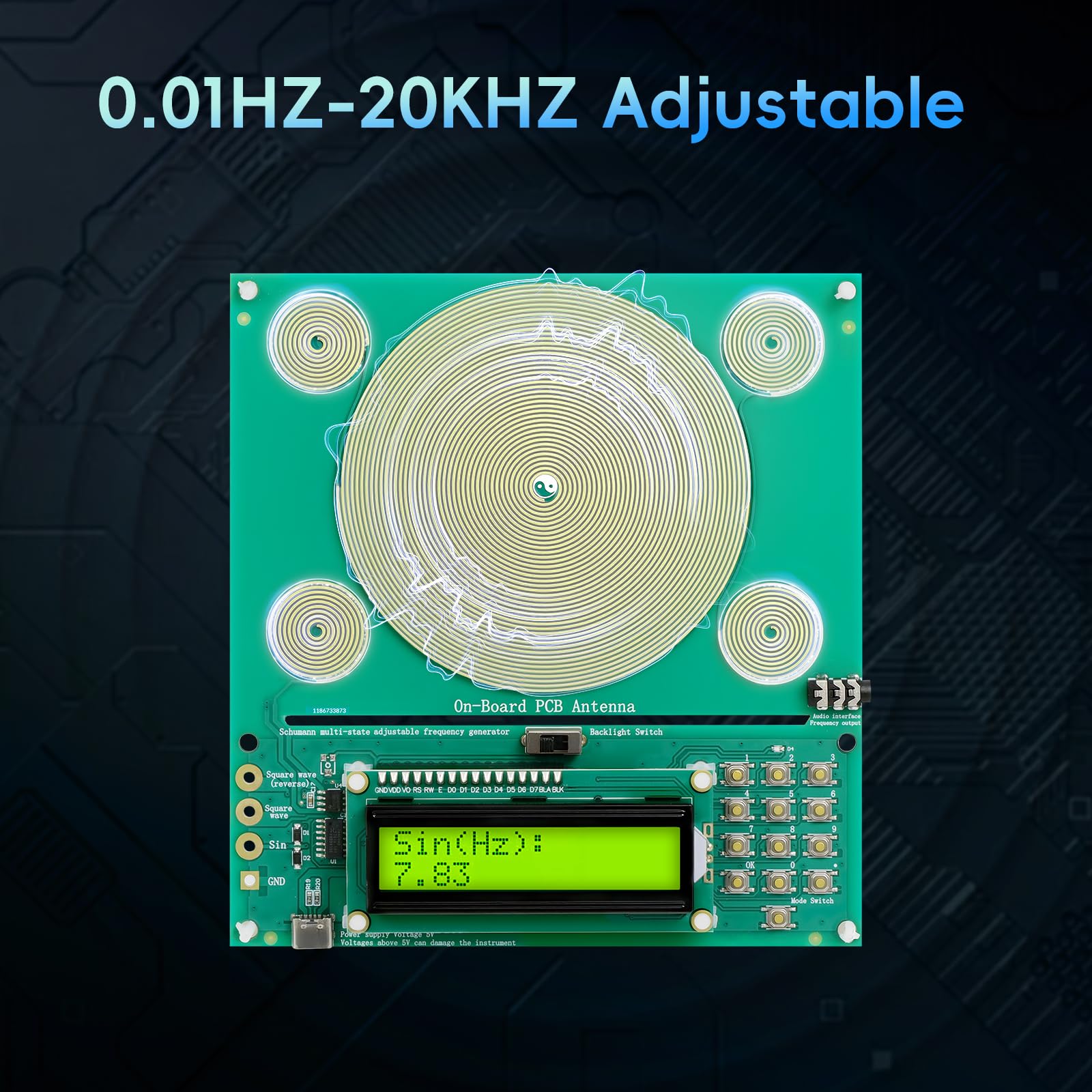 XIKDS Frequency Generator displaying 7.83Hz Schumann resonance for calm and focus