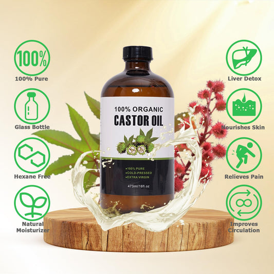 Castor oil pack kit with organic cotton wrap for waist, neck and legs