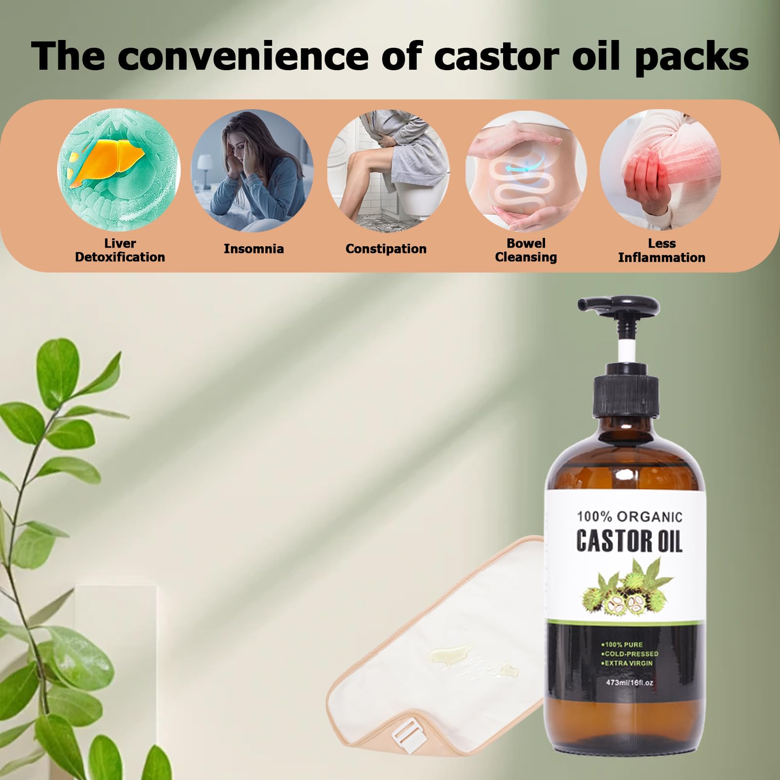 Castor oil pack neck wrap for soothing therapy