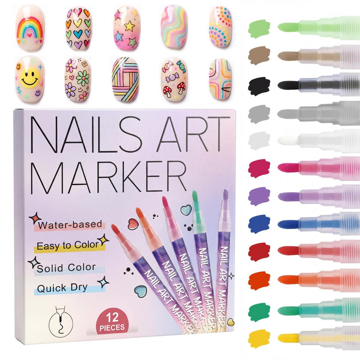 XILRVON 12-color nail art pen set packaging shown as a stylish gift option