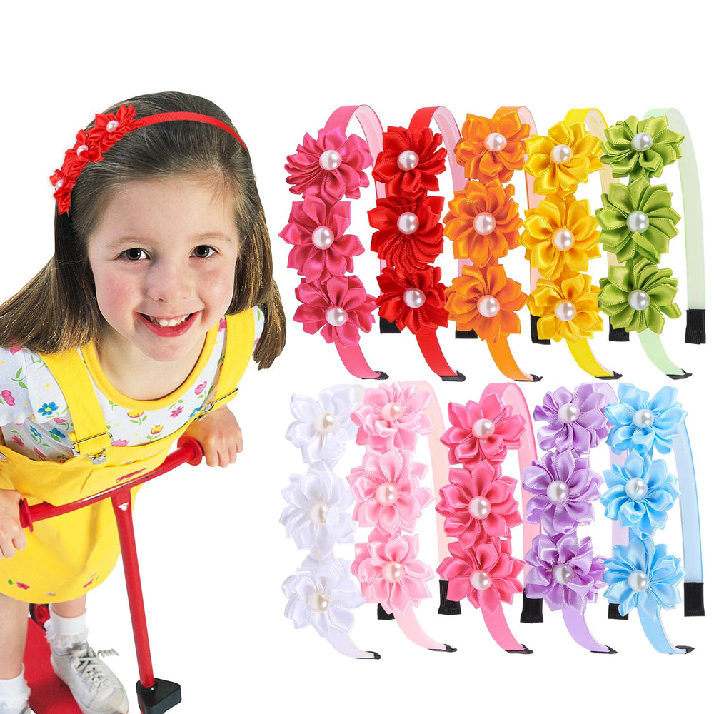 XIMA pearl-centered flower headband with vibrant colors for everyday wear.