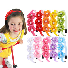 XIMA pearl-centered flower headband with vibrant colors for everyday wear.