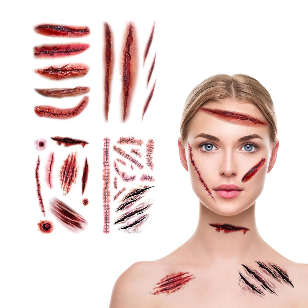 Xinhong Halloween scar tattoo realistic design with lifelike wounds for dramatic cosplay