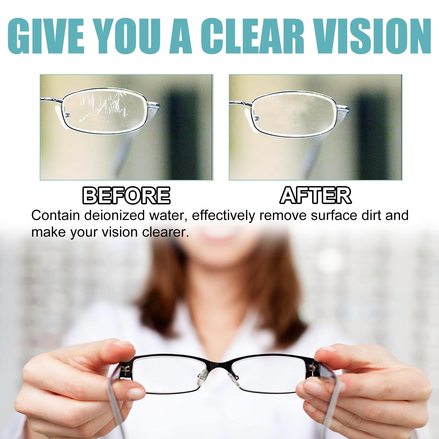 Applying the cleaner on a glass lens