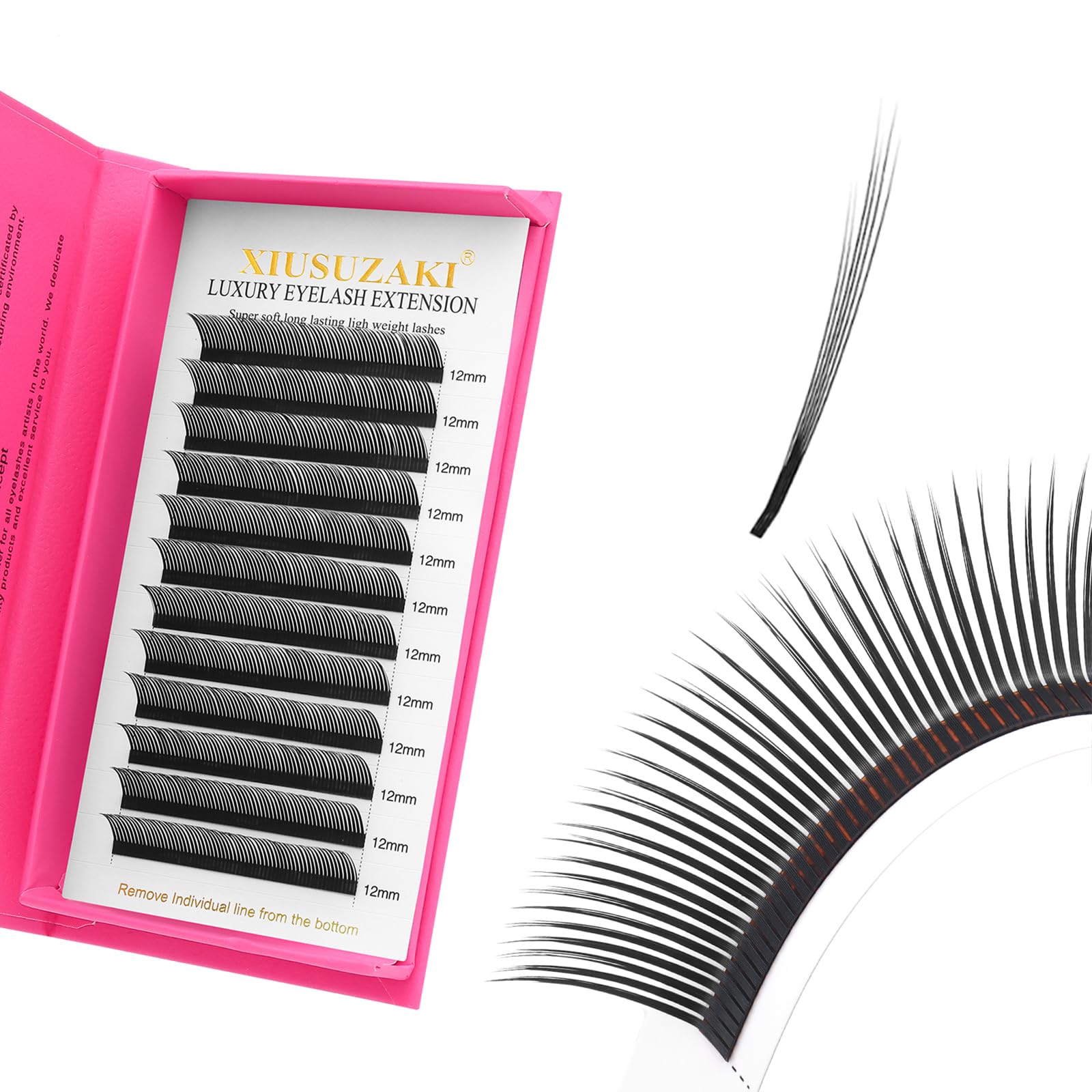 XIUSUZAKI 6D W fan extensions in matte black for quick fan formation