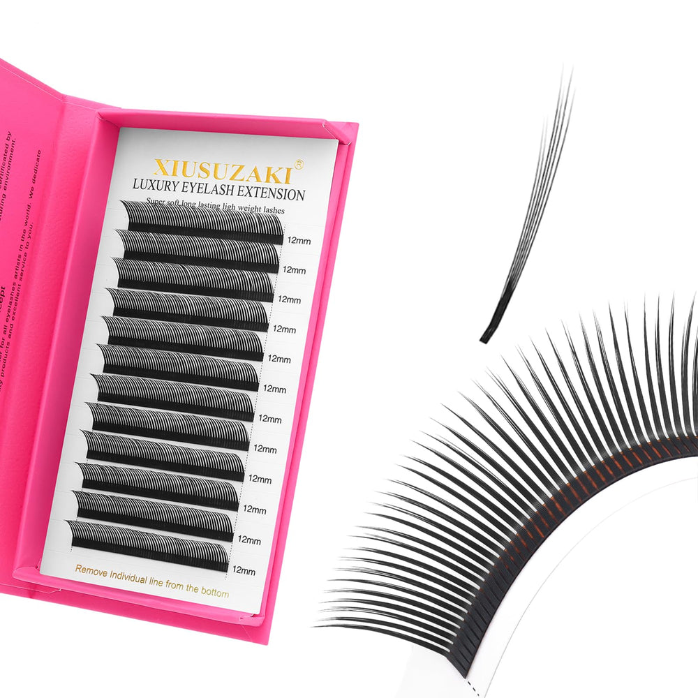 XIUSUZAKI 6D W fan extensions in matte black for quick fan formation