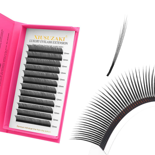 XIUSUZAKI 6D W fan extensions in matte black for quick fan formation