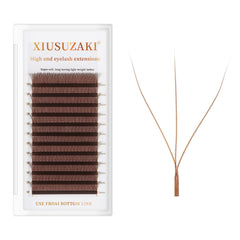 XIUSUZAKI W Lash Extensions brown 3D fans for fast volume.