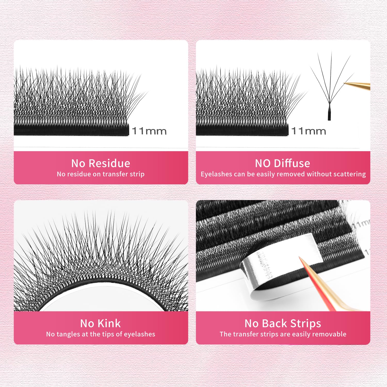 XIUSUZAKI W-shape lash base visibility supports precise pickup during application.