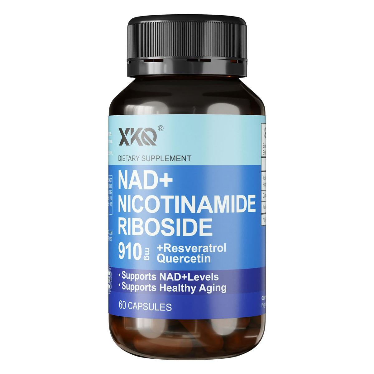 XKQ NAD+ supplement bottle with 60 capsules
