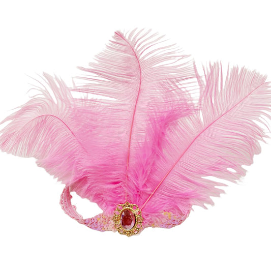 XKTEI sequins feather headband pink-a sparkles on vintage-inspired headpiece