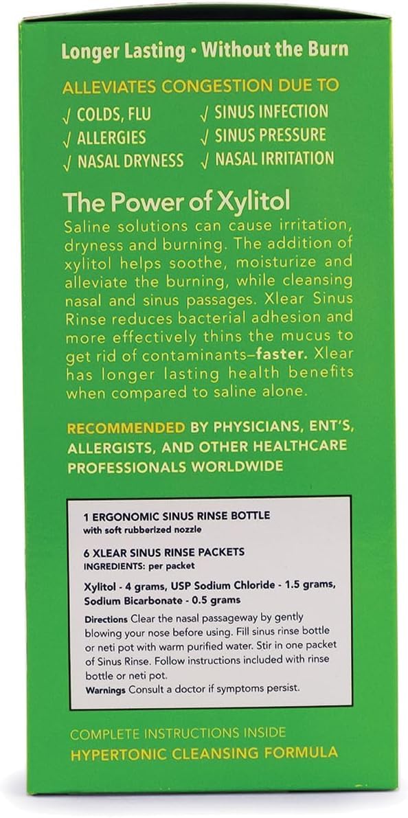 Xlear bottle in use during morning routine for refreshed airways and comfort.
