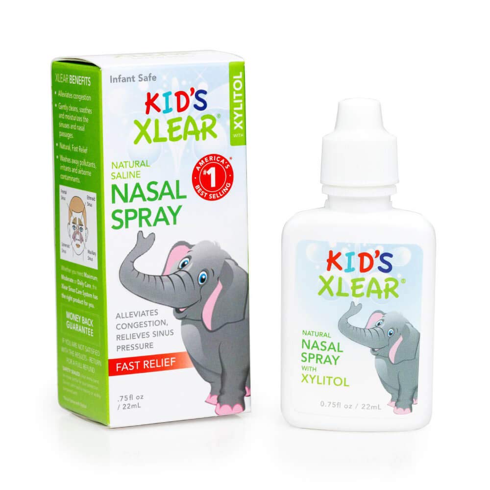 Xlear Kids nasal spray bottle for daily use and comfort.