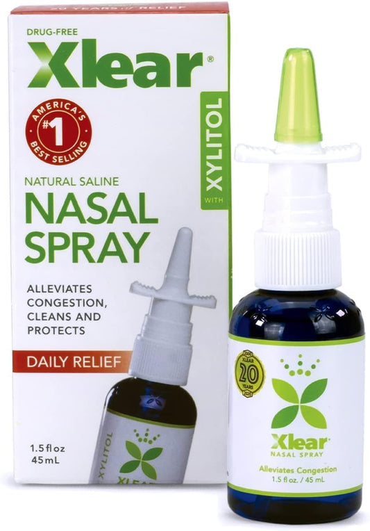 Xlear natural nasal spray 3-pack bottle-front for convenient multi-pack use