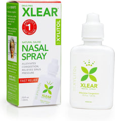 Xlear natural saline nasal spray bottle delivering a gentle fine mist for nasal hygiene