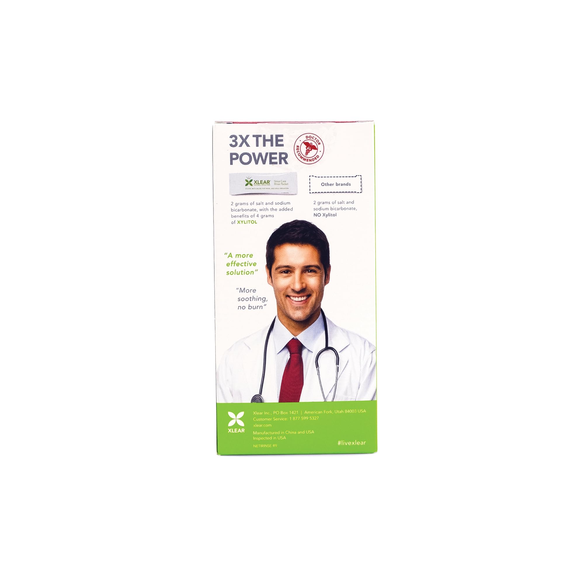 Xlear saline packets six-pack ready for daily nasal cleansing and moisture balance.