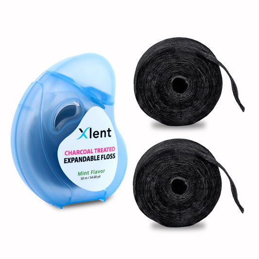Xlent expandable charcoal floss refill bobbin 50m - first