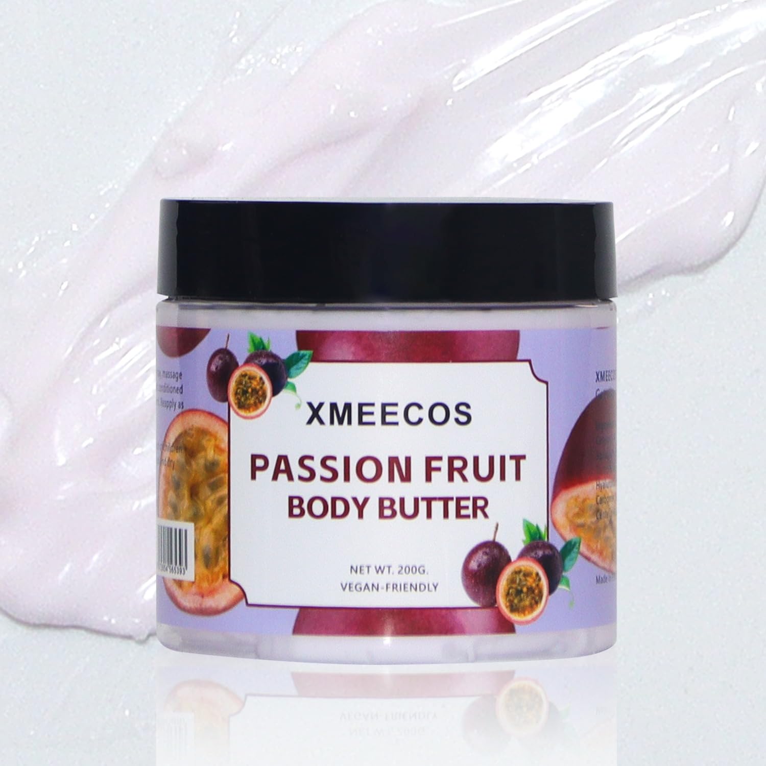 XMEECOS Body Butter packaging highlighting vegan formula and cruelty-free ethos