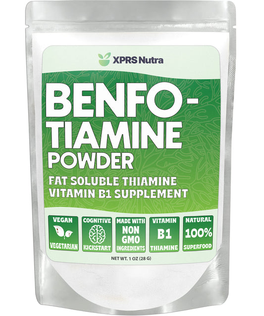 XPRS Nutra Benfotiamine Powder bottle and scoop - 1 oz