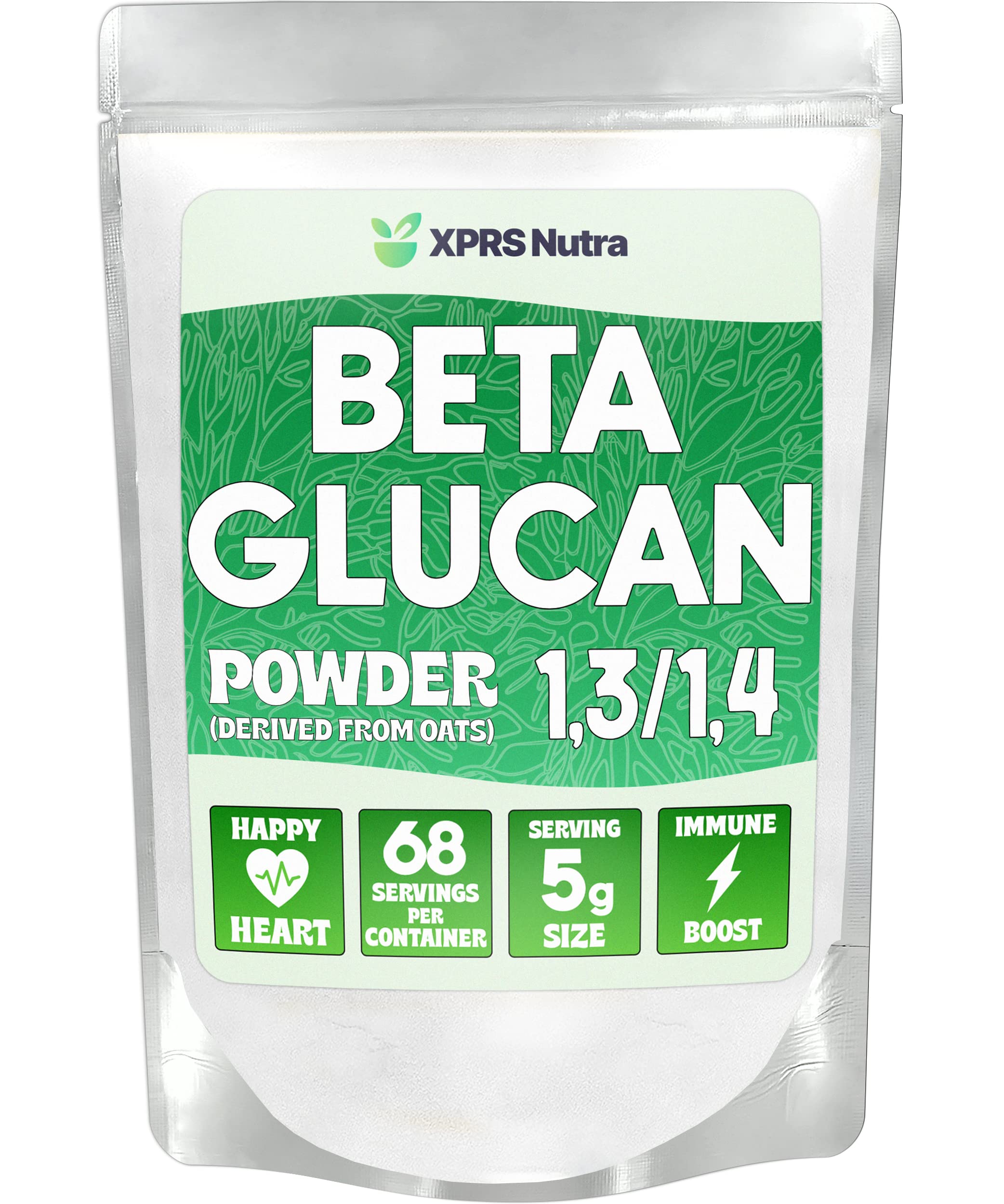 XPRS Nutra Beta Glucan Powder 12 oz – Pure Oat Beta Glucan, Unflavored, Non-GMO, Vegan