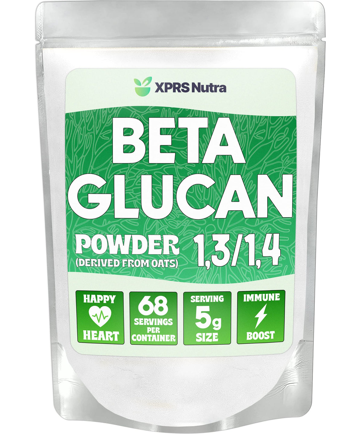 XPRS Nutra Beta Glucan Powder 12 oz – Pure Oat Beta Glucan, Unflavored, Non-GMO, Vegan
