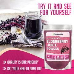 Close-up texture of elderberry juice powder