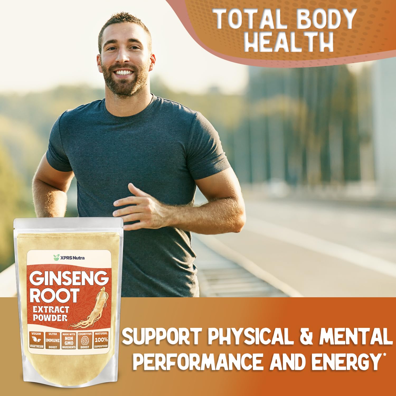 XPRS Nutra Ginseng Powder 4 oz ingredients label