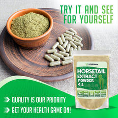 Horsetail powder mixed into a shake