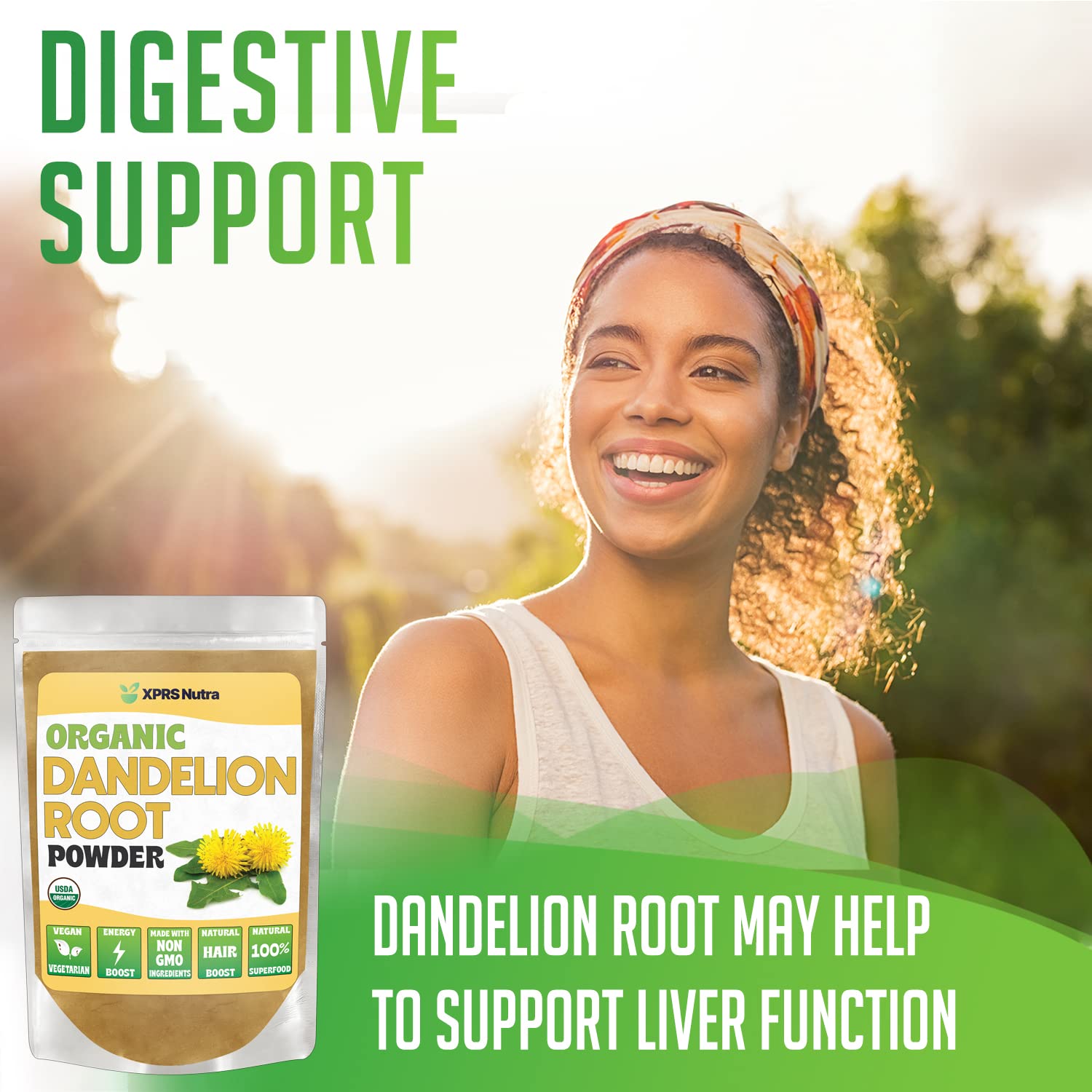 Close-up of organic dandelion root powder texture