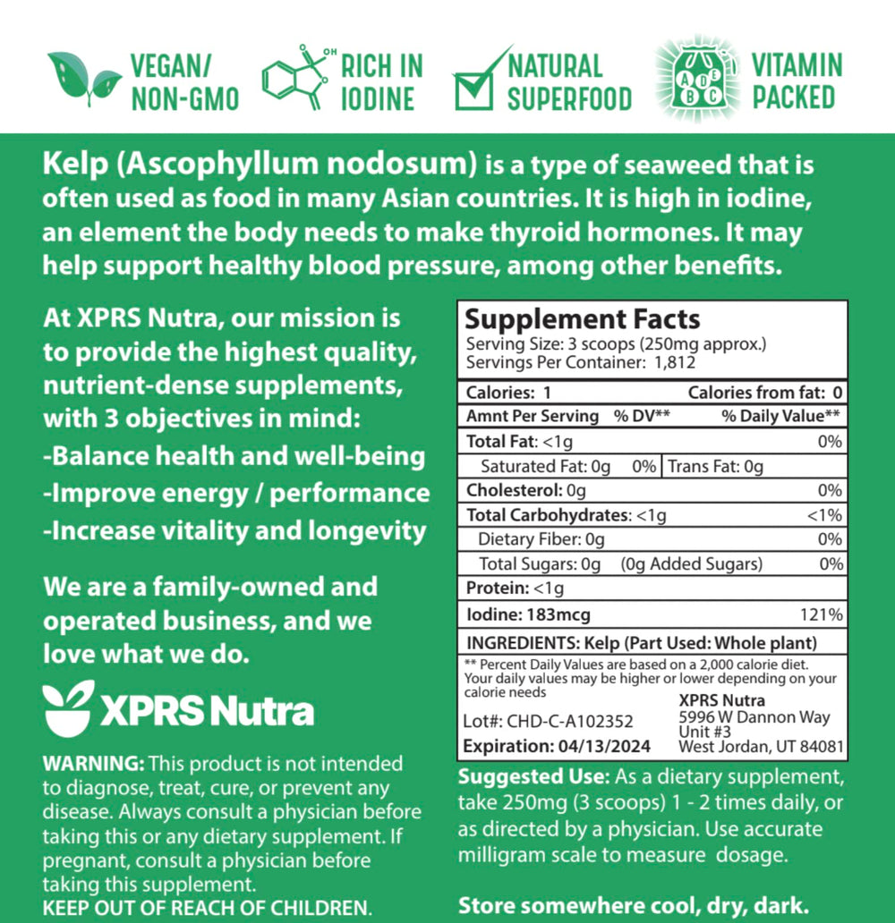 XPRS Nutra Organic Kelp Powder product imagery