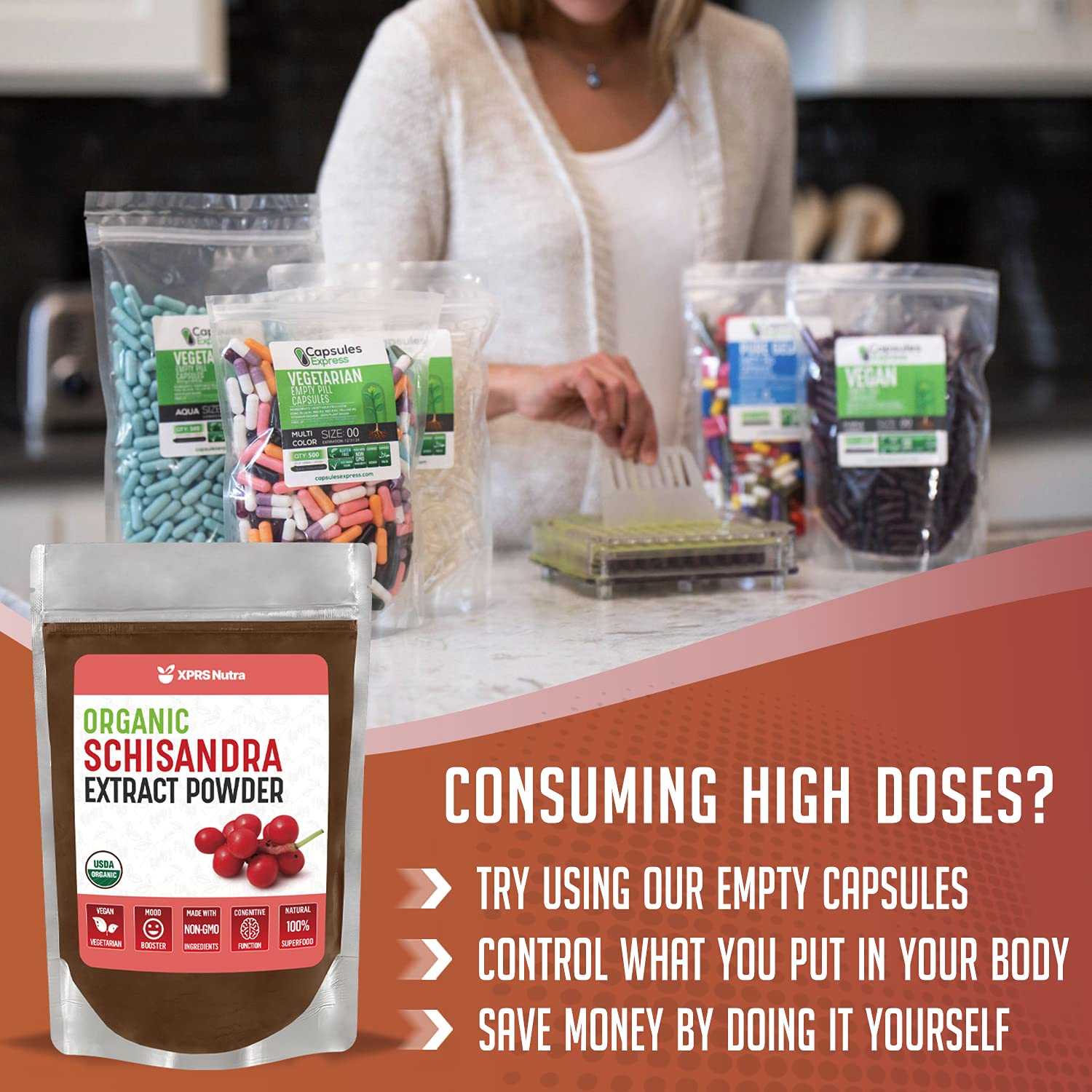 Schisandra berry powder scoop being used