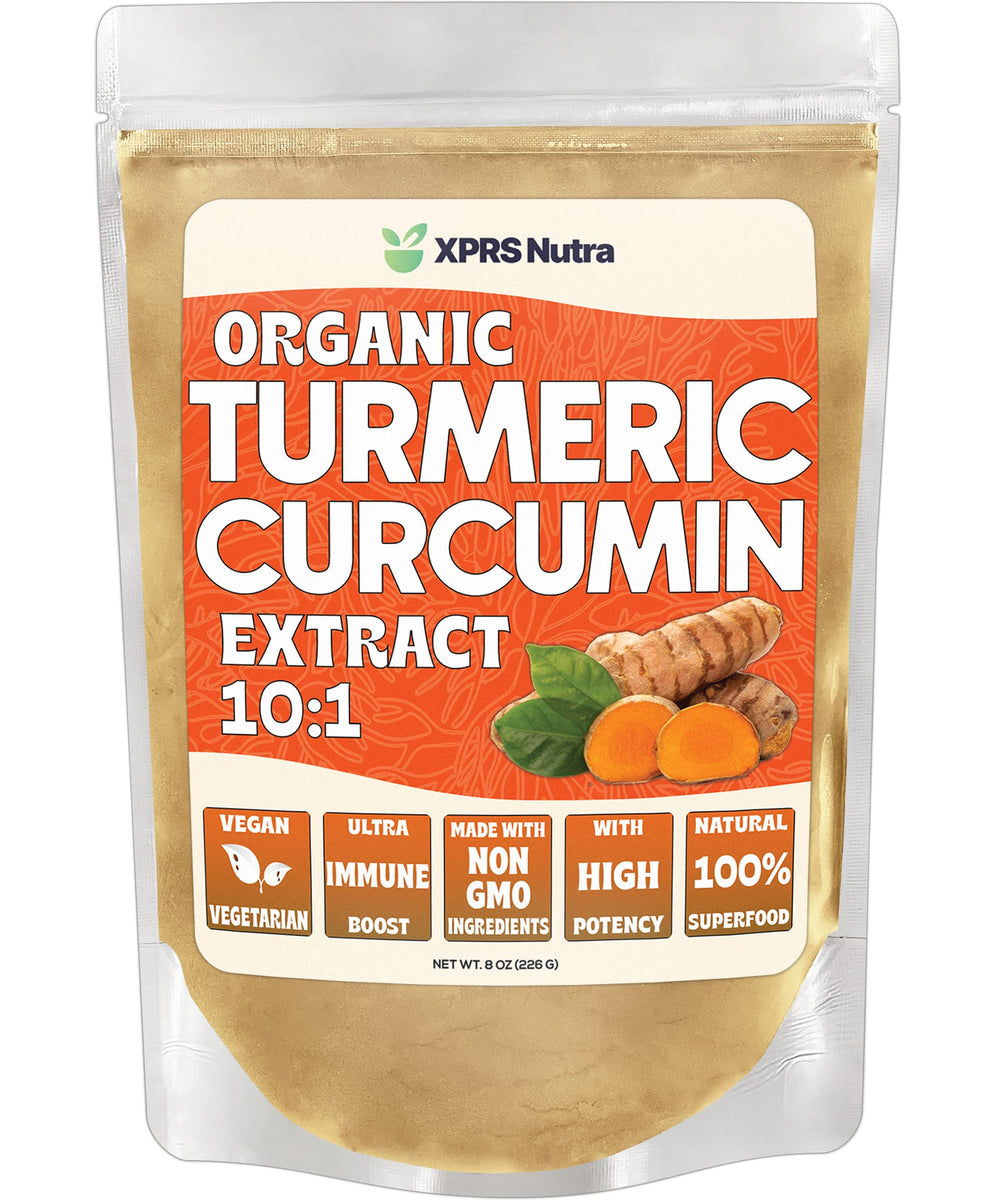 Hero image of XPRS Nutra Organic Turmeric Curcumin 10:1 powder in bottle