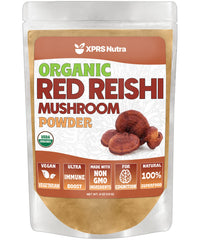 Front view of XPRS Nutra Organic Red Reishi Powder 4oz bottle