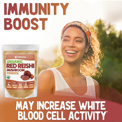 Side view of the Organic Red Reishi Powder bottle