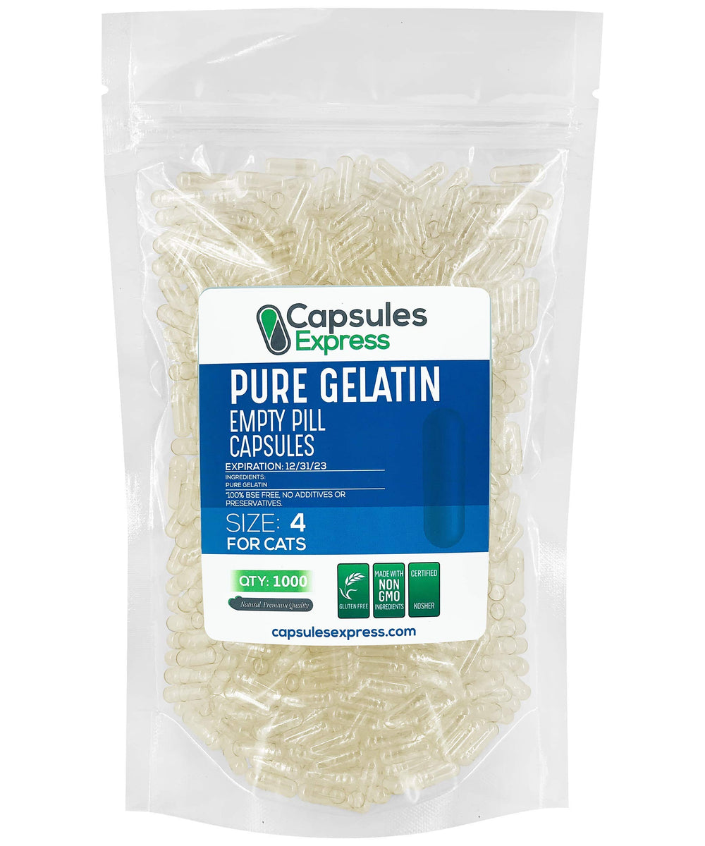 XPRS Nutra Size 4 empty gelatin capsules for cats - clear and fillable