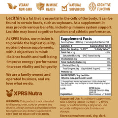 Nutrition facts and benefits infographic for Soy Lecithin Powder