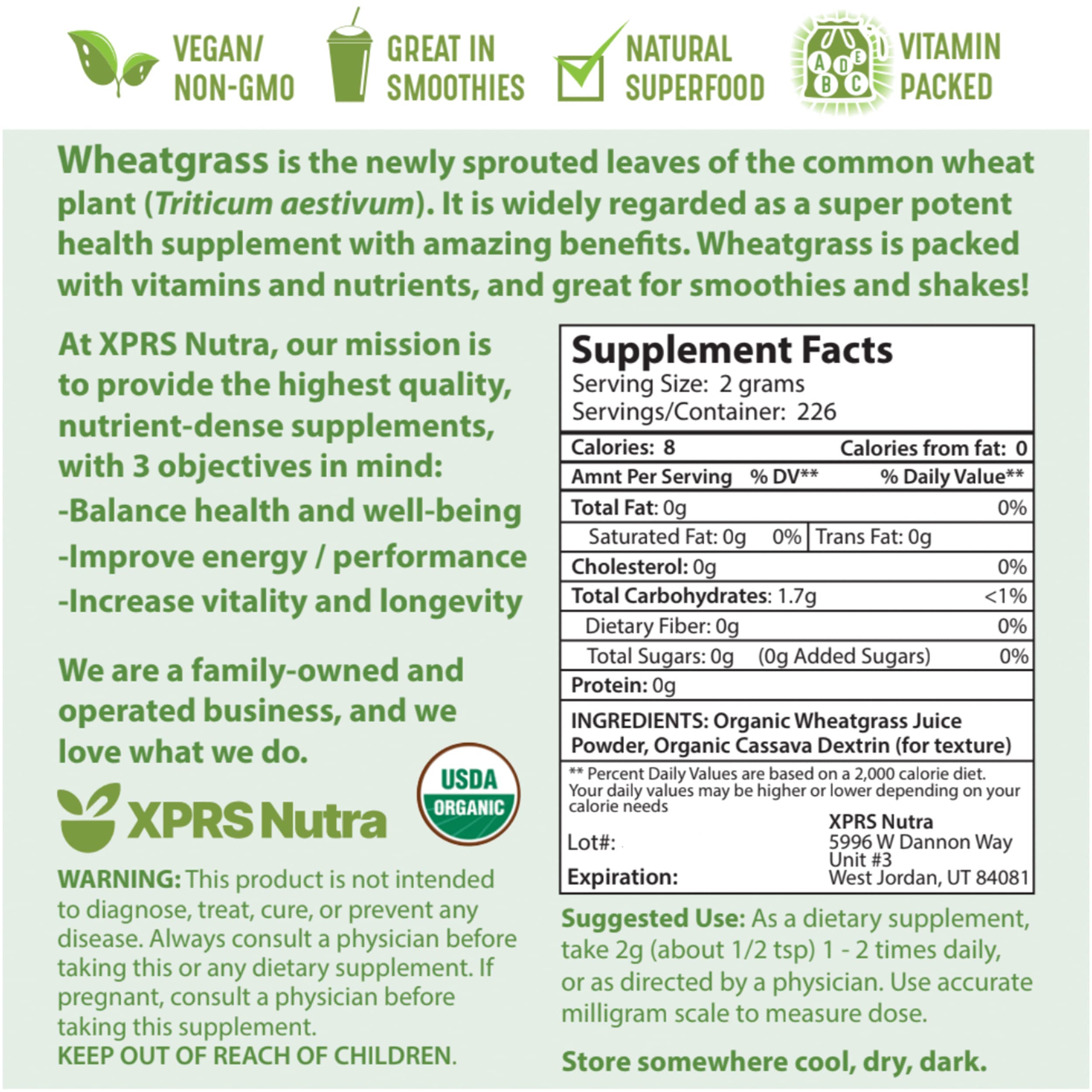 Sustainably grown wheatgrass symbol with XPRS Nutra product