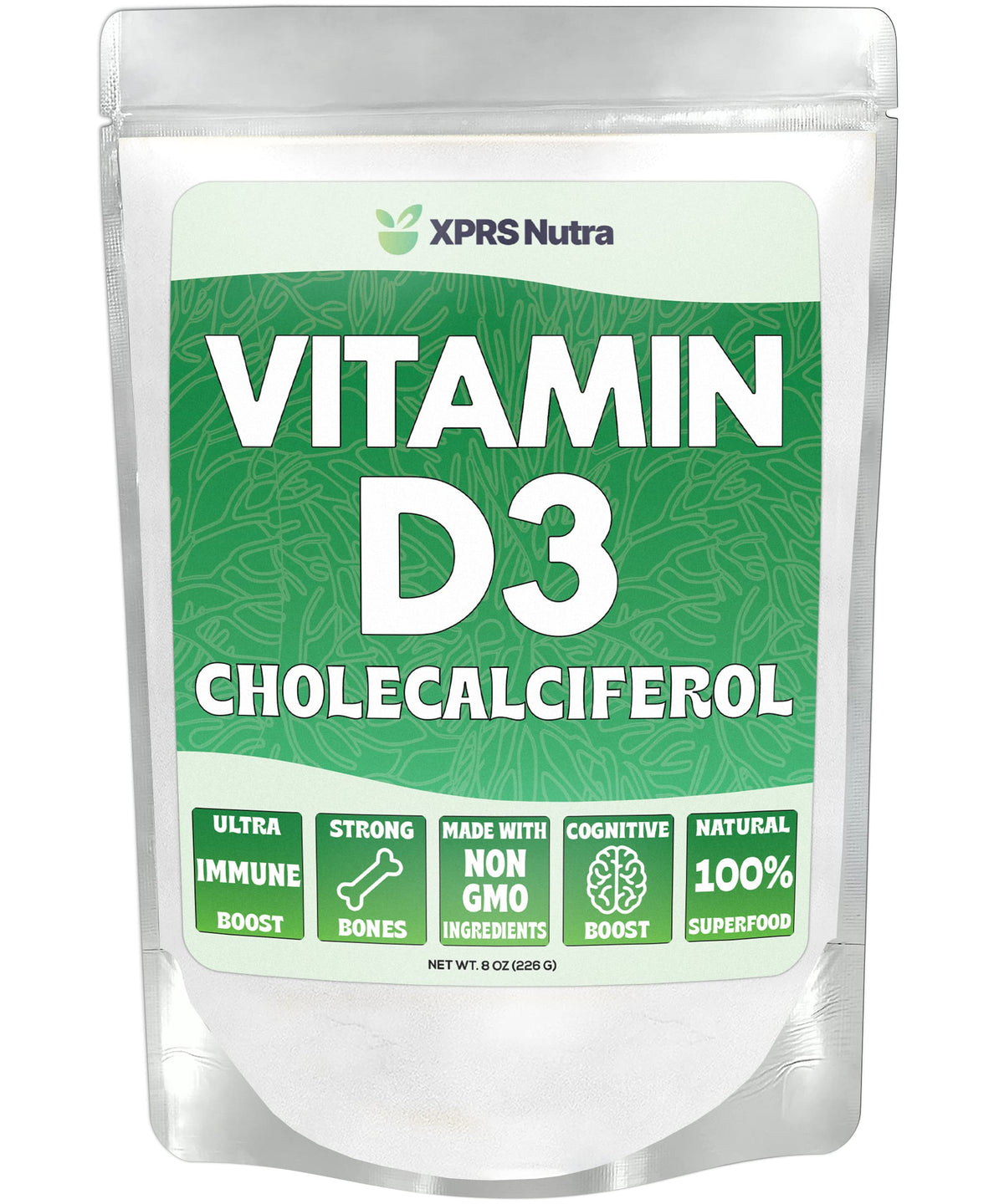 Bottle of XPRS Nutra Vitamin D3 Powder 8 oz