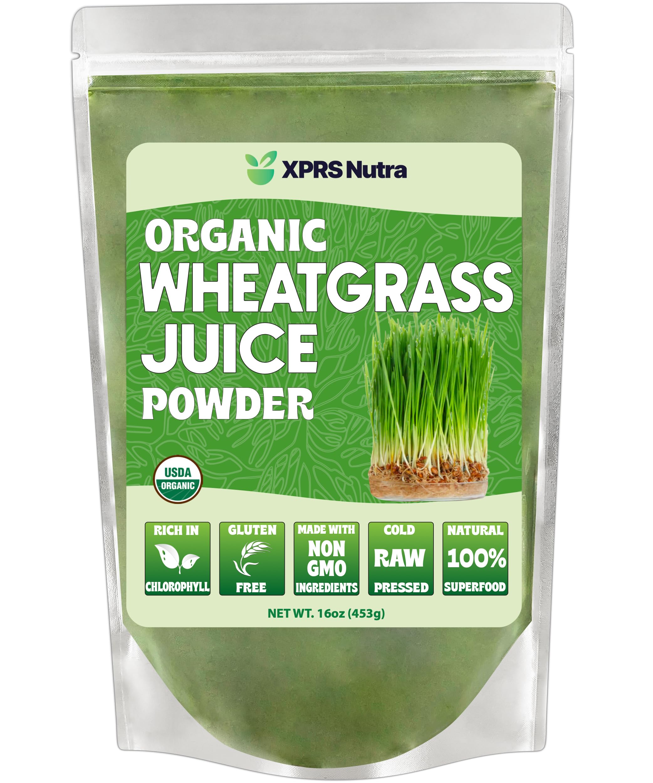 XPRS Nutra Organic Wheatgrass Juice Powder 16 oz jar