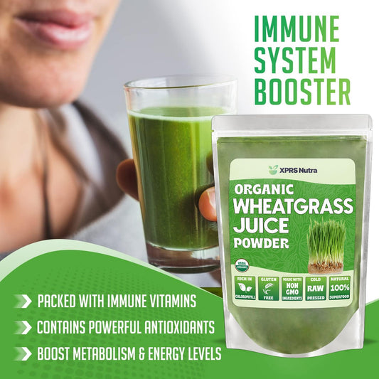 Organic Wheatgrass Juice Powder 8 oz bag by XPRS Nutra