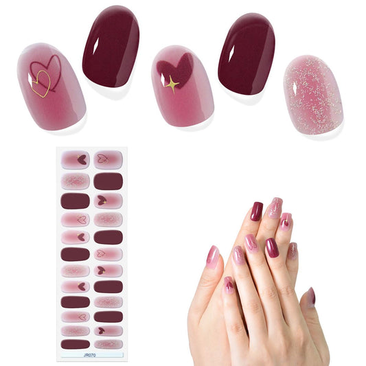 XT Love Heart Red nail strips with glitter finish for a bold salon-like look