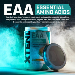 Athlete preparing Xtend EAA + BCAA powder for workout