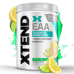 Front view of Xtend Scivation EAA + BCAA Powder Lemon Lime bottle