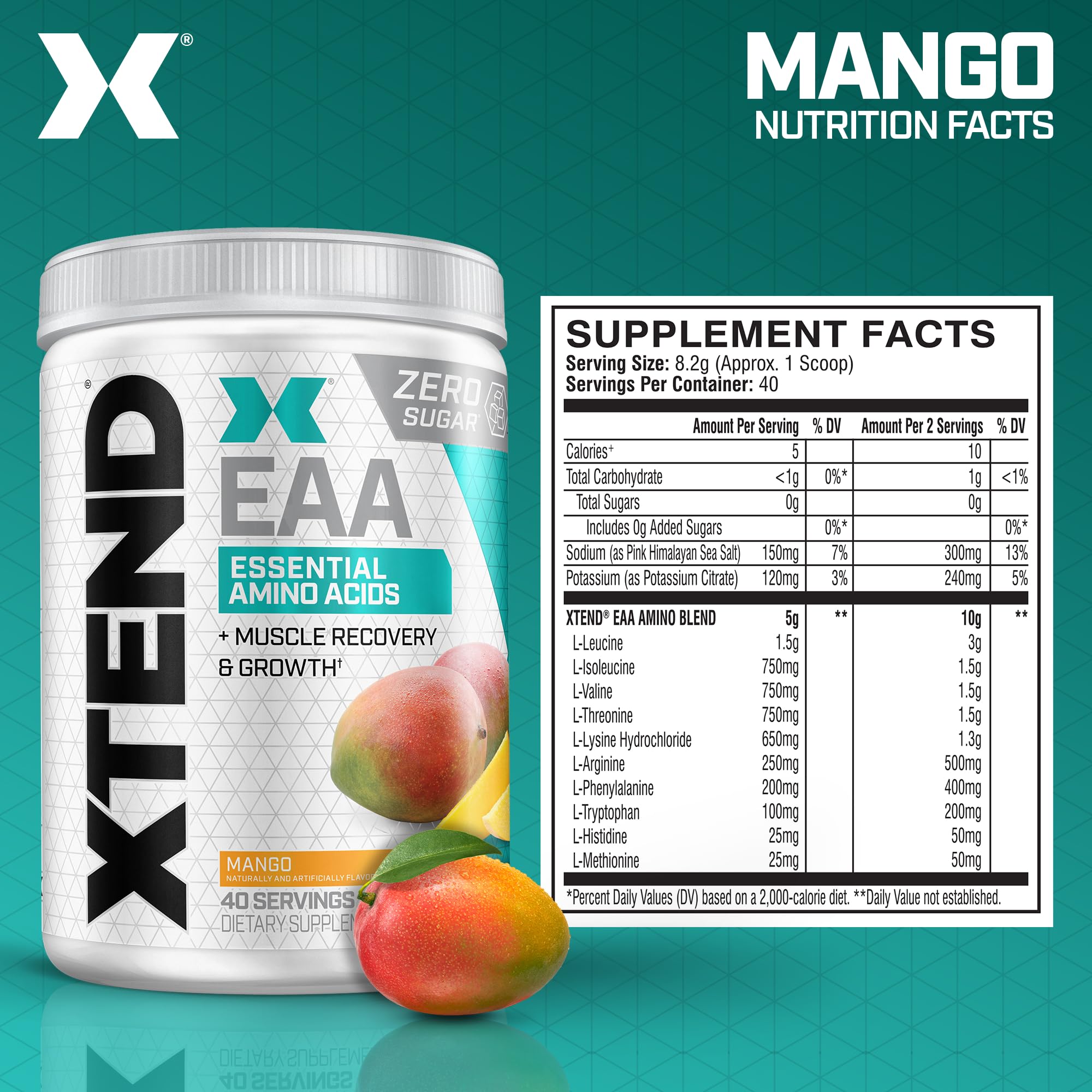 Front packaging of Xtend EAA + BCAA mango powder